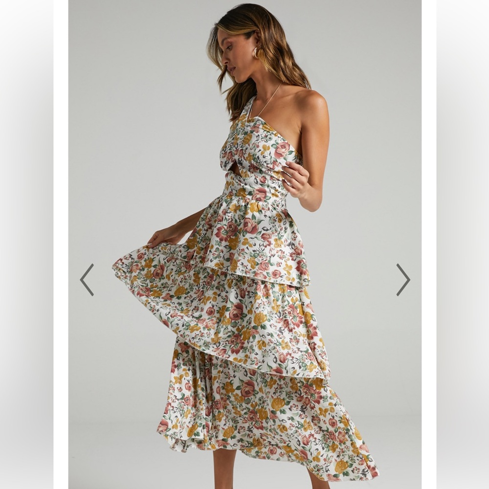 Brand New with Tags Caro One Shoulder Tiered Midi dress